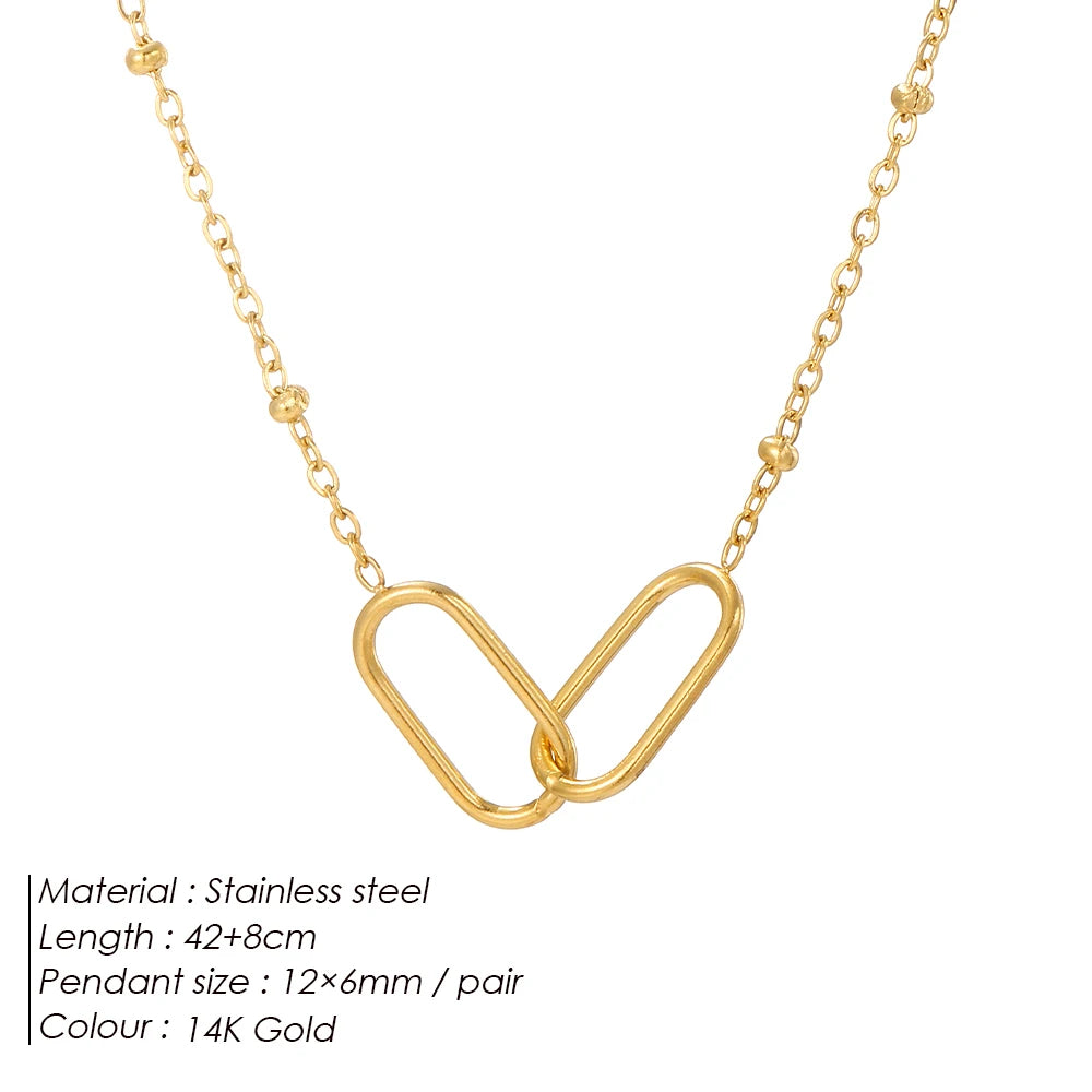 Double Paperclip Pendant Necklace