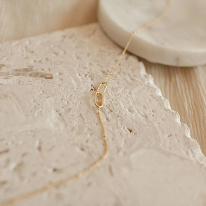 Double Paperclip Pendant Necklace
