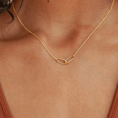 Double Paperclip Pendant Necklace