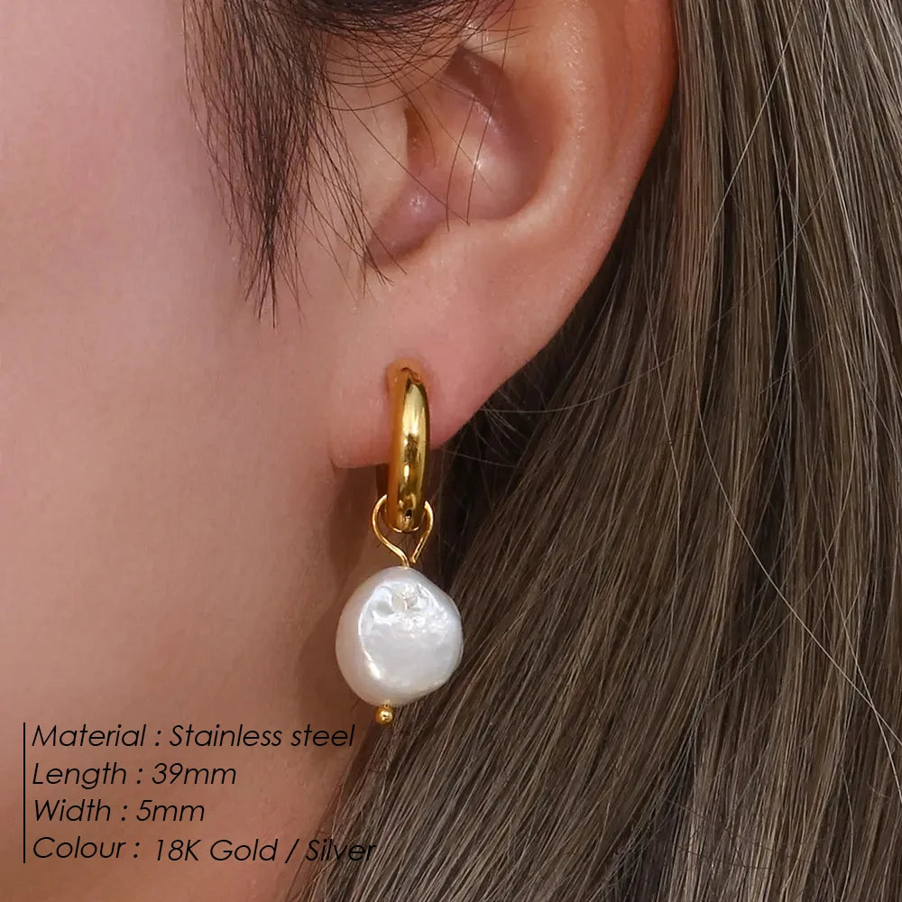 The Rounded Pearl Hoop