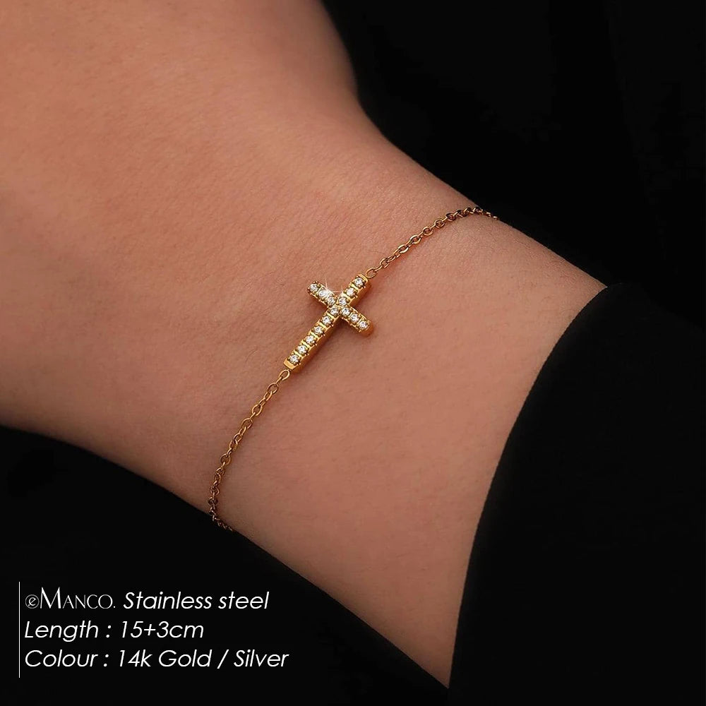 Link Bracelet with Cross