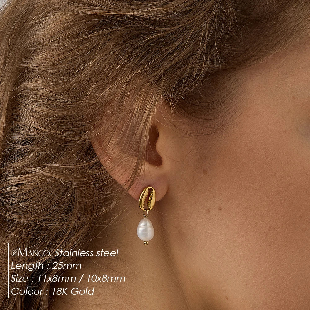 Chunky Gold Pearl Hoop