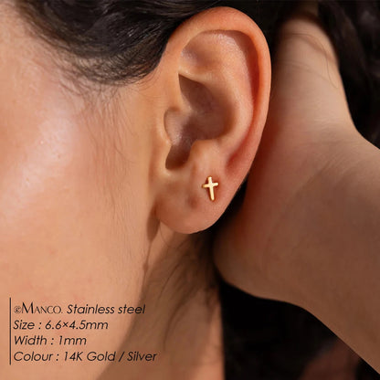 Minimalist  Cross Stud Earring