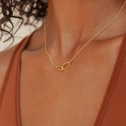 Double Paperclip Pendant Necklace
