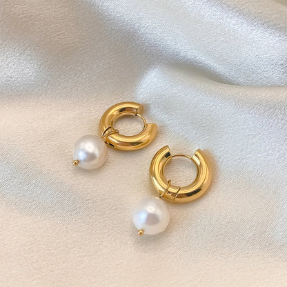 The Rounded Pearl Hoop