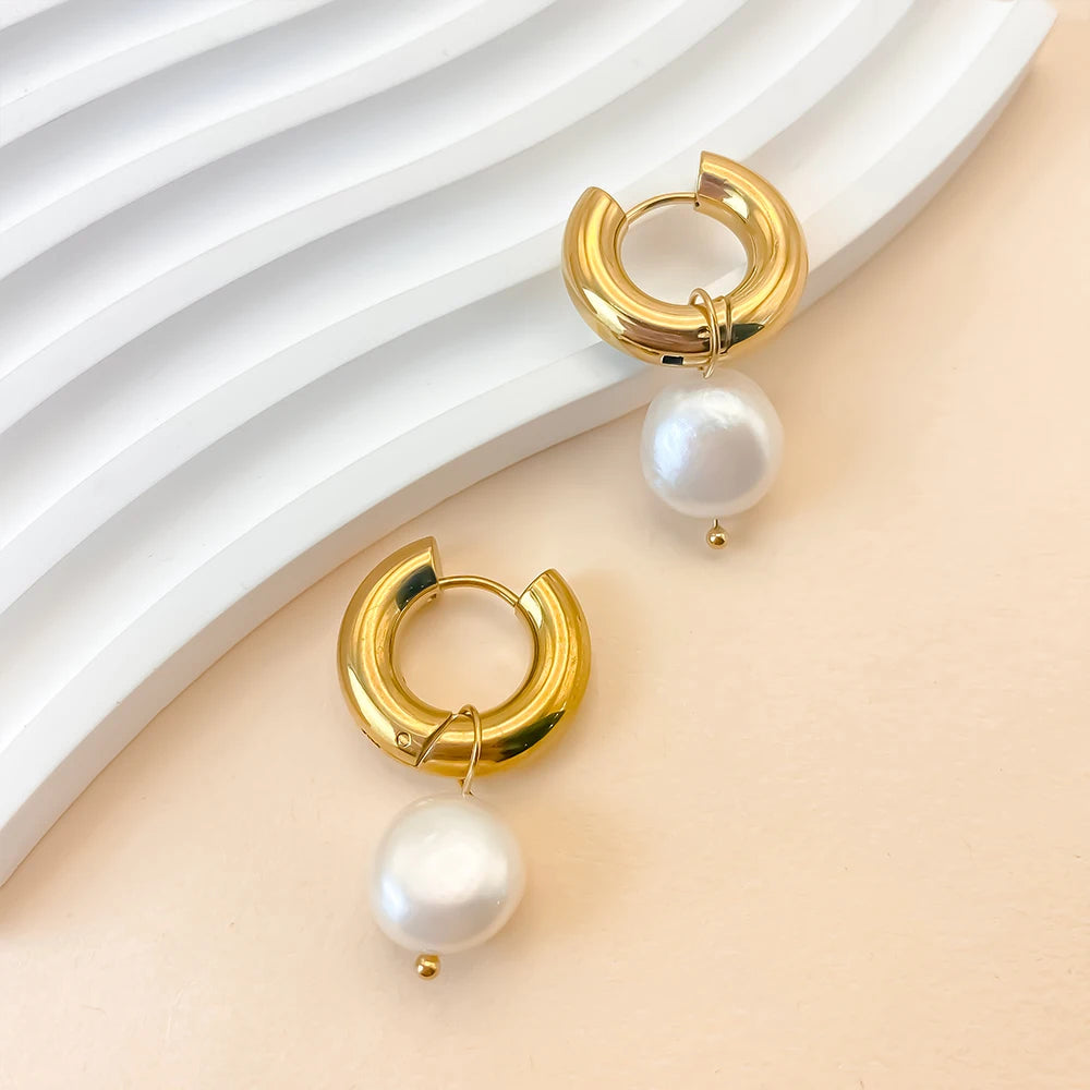 The Rounded Pearl Hoop
