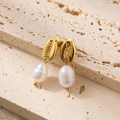 Chunky Gold Pearl Hoop