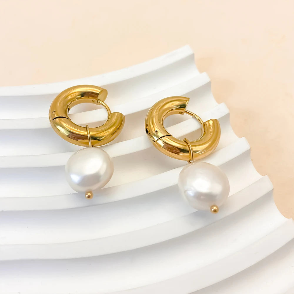 The Rounded Pearl Hoop