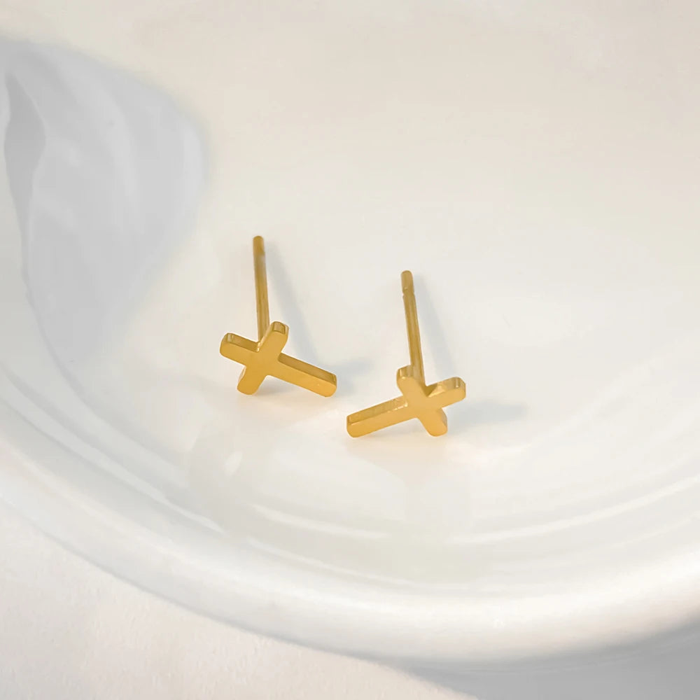 Minimalist  Cross Stud Earring