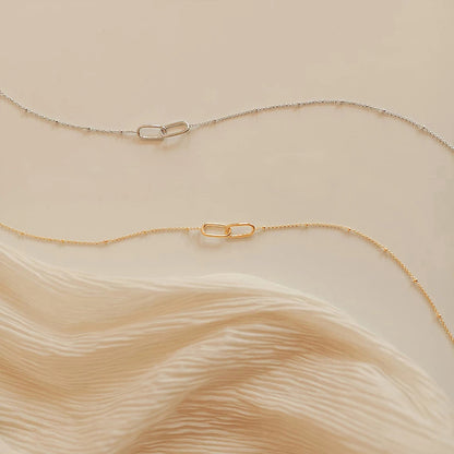 Double Paperclip Pendant Necklace