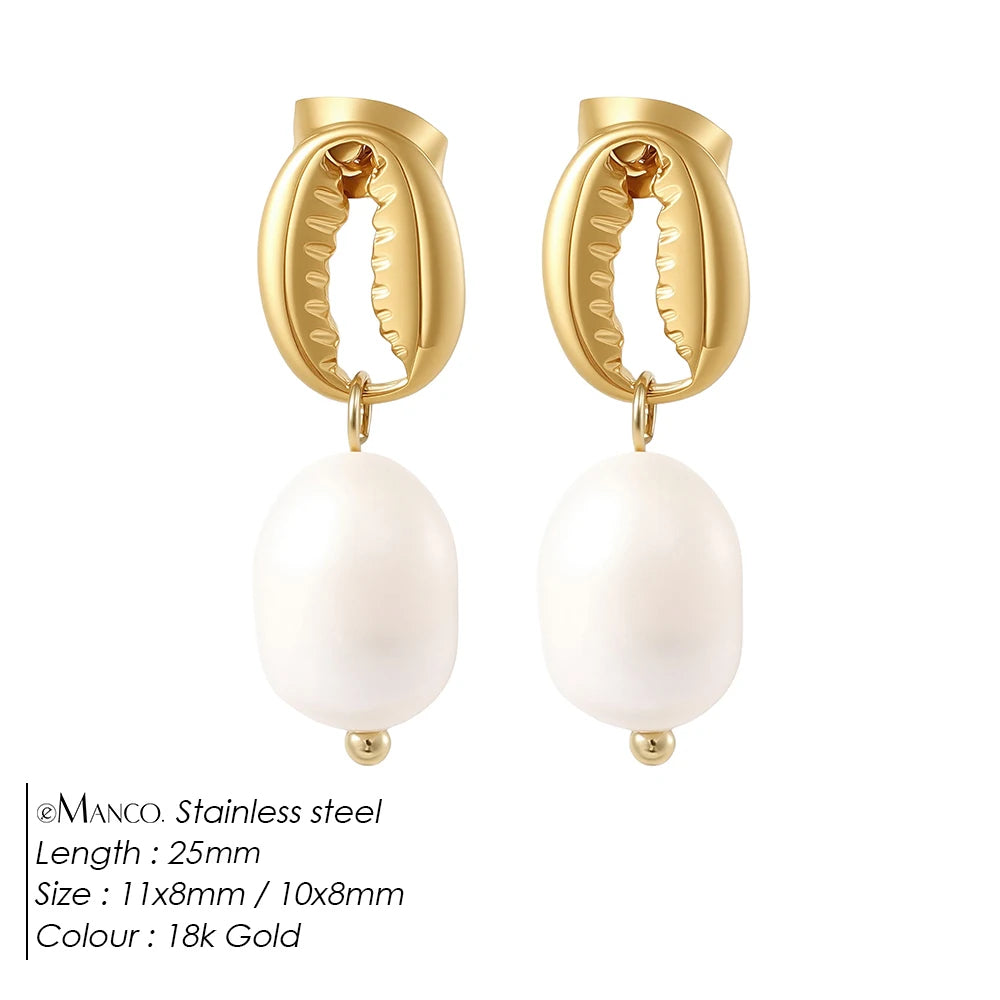 Chunky Gold Pearl Hoop