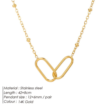 Double Paperclip Pendant Necklace