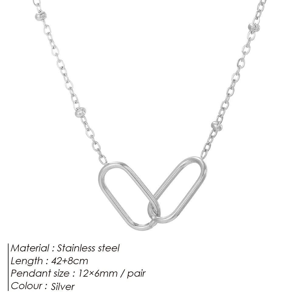 Double Paperclip Pendant Necklace