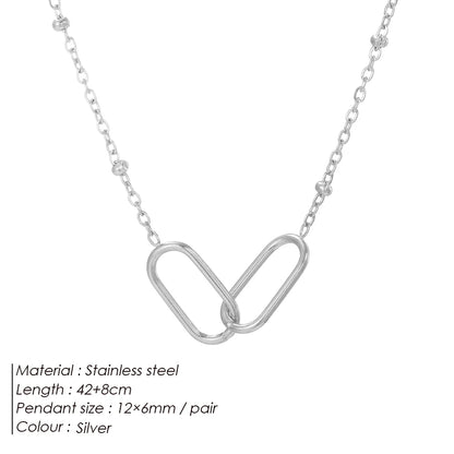 Double Paperclip Pendant Necklace